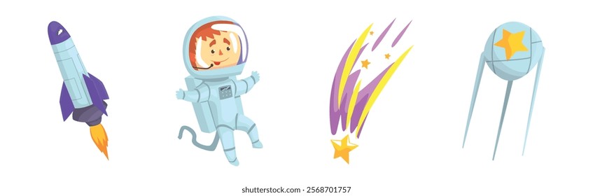 Astronaut Outer Space Object and Attribute Vector Set