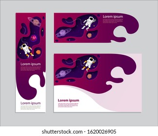 Astronaut in outer space on mission, flat-style vector illustration. 