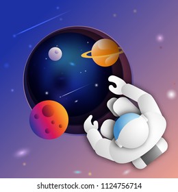 Astronaut in outer space. Science theme. Astronomy concept