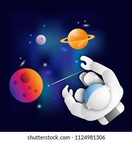 Astronaut in outer space. Science theme. Astronomy concept