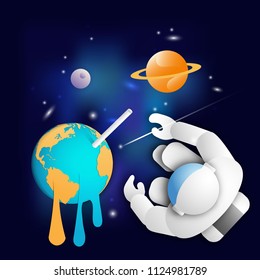 Astronaut in outer space. Science theme. Astronomy concept