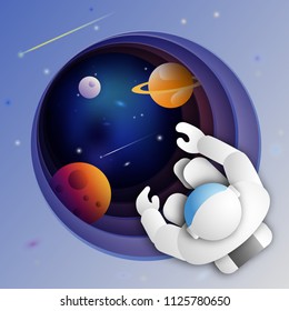 Astronaut in outer space. Science theme. Astronomy concept