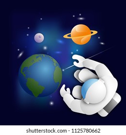 Astronaut in outer space. Science theme. Astronomy concept