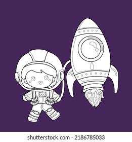 Astronaut in Outer Space Theme Digital Stamp