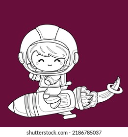 Astronaut in Outer Space Theme Digital Stamp