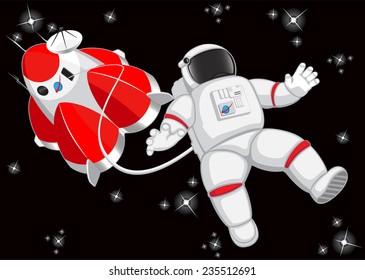 astronaut in outer space. vector illustartion