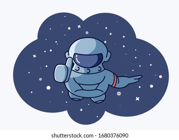 Un astronauta en el espacio ultraterrestre. Ilustración vectorial en estilo de línea artística para el Día Internacional de la Humanidad en el Espacio.