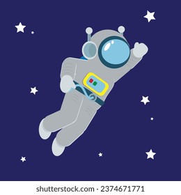 Astronaut in outer space. Vector illustration in flat style.