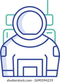 astronaut outline color icon design