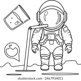 astronaut outline design with interesting and cool illustrations