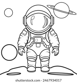 diseño de contorno de astronauta con interesantes y geniales ilustraciones