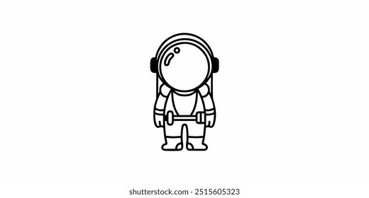 astronaut outline design for kids printable coloring book