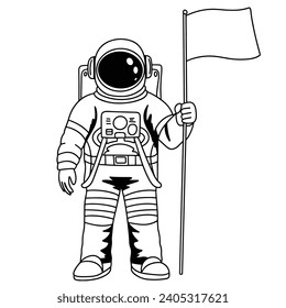 Astronaut outline. Astronaut in doodle style isolated on white background. Hand drawn vector art.