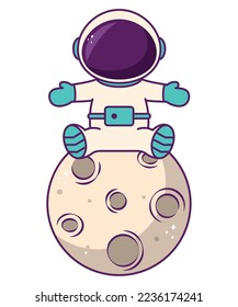 astronaut over the moon isolated icon