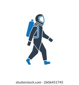 Astronaut with Oxygen Tank Icon On White Background