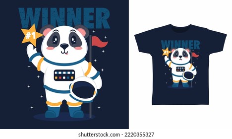 Astronaut panda cartoon tshirt art design