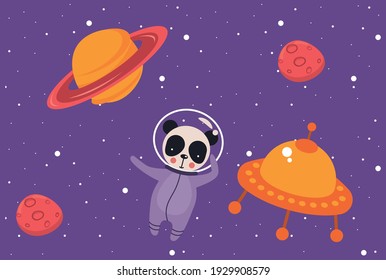 astronaut panda in the space