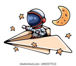 Astronaut With Paper Airplane Vector