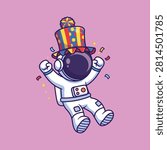 Astronaut Party Hat Cartoon Vector Illustration