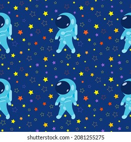 Astronaut pattern floats in space, vector illustration, infographic element, flat design.