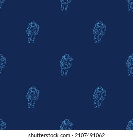 Astronaut pattern seamless. hand drawing cosmonaut background. spaceman Vector texture