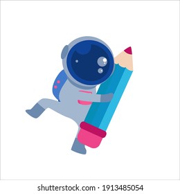 Astronaut With Pencil Character Vector Template Design Illustration