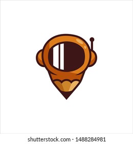Astronaut Pencil Launch Startup Space Astronomy Cute Design Isolated Logo Vector 