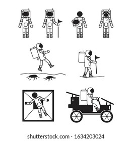 Astronaut people icon set. Space suit icon set. Vector.