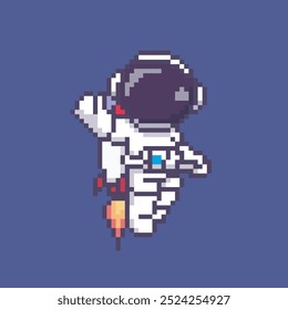 pixel art de astronauta, ilustração vetorial em plano de fundo isolado.