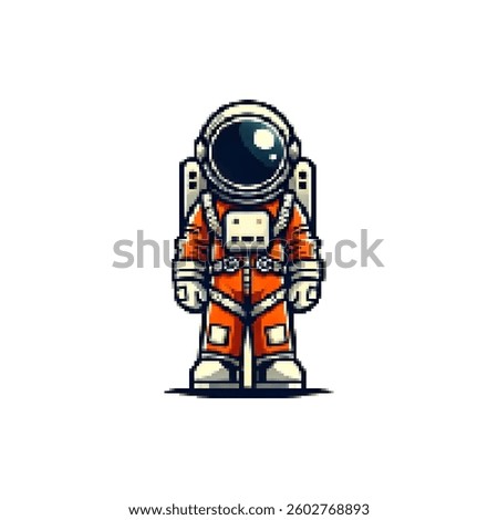 Astronaut pixel icon. Man in spacesuit icon vector. Space suit icon vector. Pixel space retro suit logo. Astronaut logo vector. Space logo. Space flight.