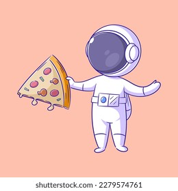 Astronaut with pizza in hand