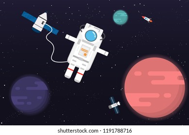 astronaut with planet design.vector and illustration
