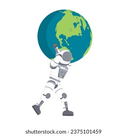 Astronaut with the planet earth. An astronaut carries a planet in his arms, vector illustration