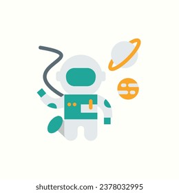 astronaut, planet flat icon, isolated icon in light background, perfect for website, blog, logo, graphic design, social media, UI, mobile app