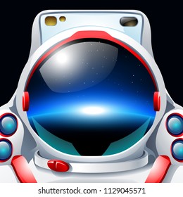 astronaut with planet reflection