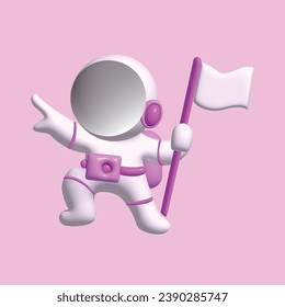 Astronaut, planet and space object. space concept. Realistic 3d object cartoon style. Vector colorful illustration.