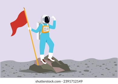 Astronaut, planet and space object. space concept. Colored flat vector illustration isolated.