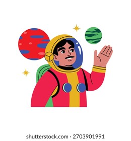Astronaut Planet Wave Ilustración vectorial plana EPS 10 Archivo