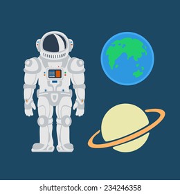 Astronaut and planets