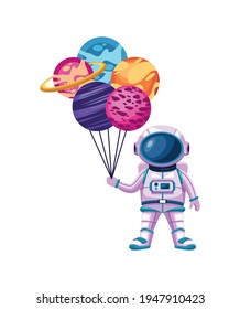 astronaut with planets floating scene