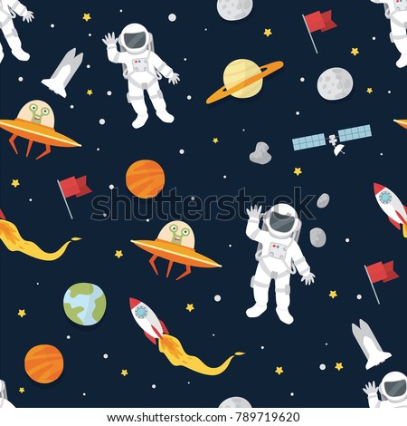 Astronaut Planets Space Wallpaper Stock Vector Royalty Free