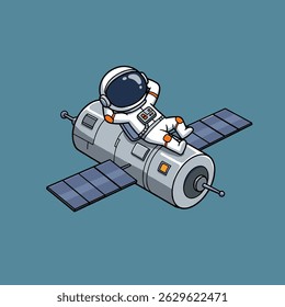 An astronaut planting a flag on a distant moon under a starry sky.