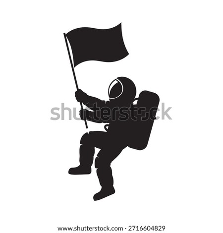 Astronaut planting a flag on an unknown surface a symbol of exploration and discovery