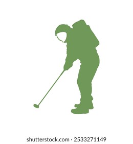 Astronaut Play Golf Vector Illustration