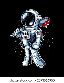Astronaut playing baseball in space. 
Astronaut baseball vector illustration design
Vector illustration. 