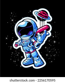 "Astronaut playing baseball" vector illustration design.
The design is suitable for use on t-shirts and posters