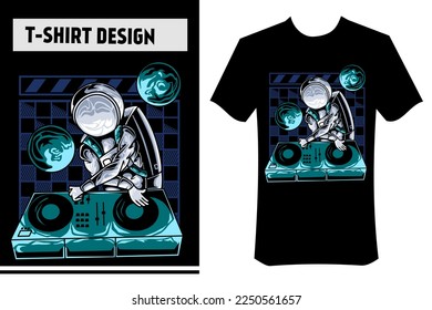 astronaut playing dj in space, modern vector illustration.