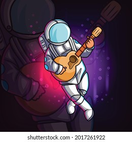 The astronaut playing the guitar of illustration