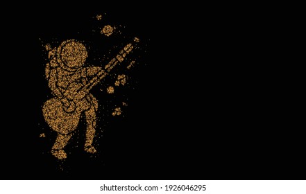 Astronaut in Playing Guitar, Particle Vector illustration.