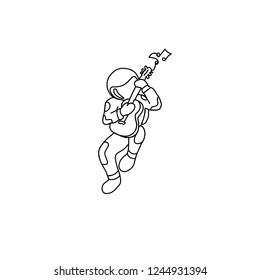 Astronaut playing the guitar. Pattern for embroidery